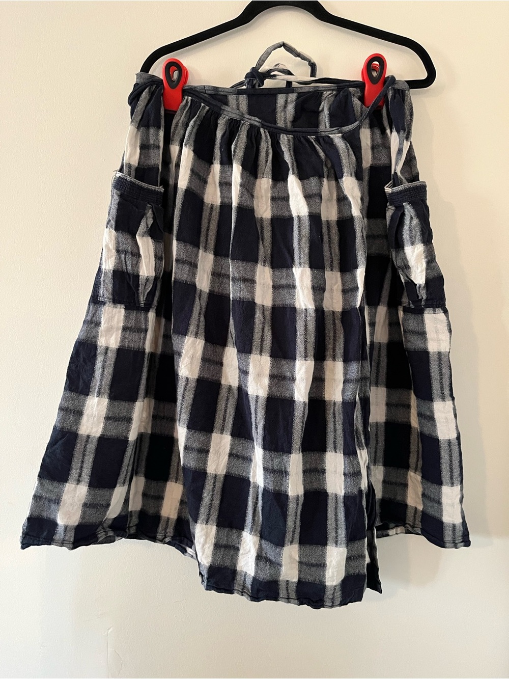 Lucky Brand Black White Plaid Wrap Midi Skirt Large 100% Cotton Western Farm
